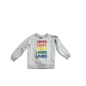 Hanna Andersson Loved Rainbow Sweatshirt Kids Size 4 Grey Long‎ Sleeve Crew Neck